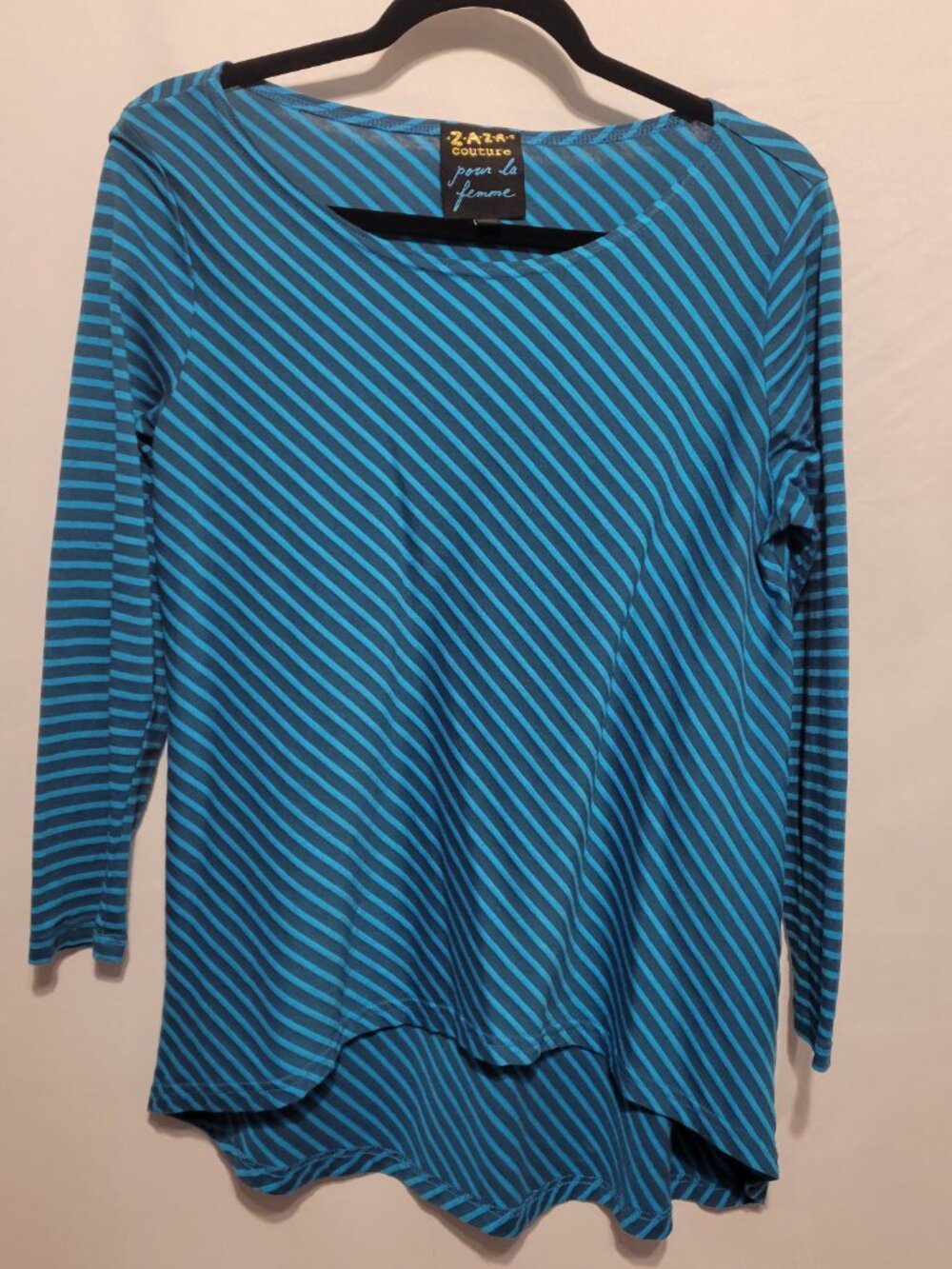 Zaza Couture Teal and Navy Long Sleeve Size Large   jm181